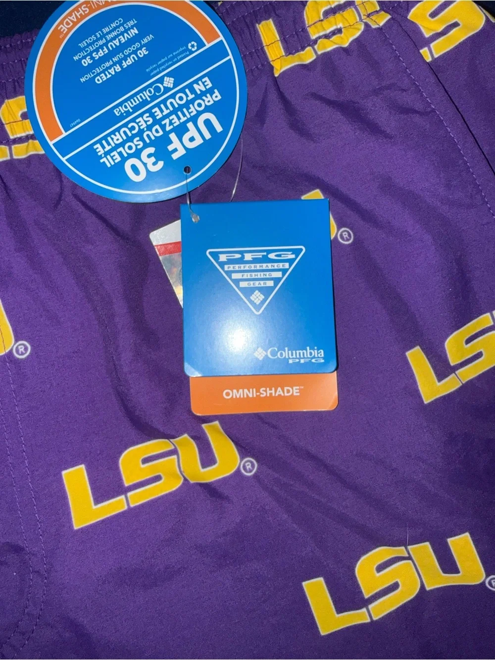 NWT Columbia PFG LSU Tigers Backcast III Printed Shorts Men's 2XL
